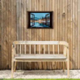Doorkijk - Winter - Landschap - Natuur - Huis - Bergen Tuinposter op houten frame 2 cm dik klein -sfeer4