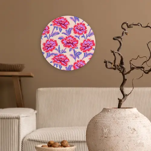 Bloemen - Patroon - Meerkleurig Wandcirkel kunststof plaat 5mm dik klein 188 -sfeer1
