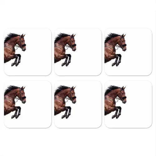 Paard - Springen - Modern onderzetter kurk middel -3d