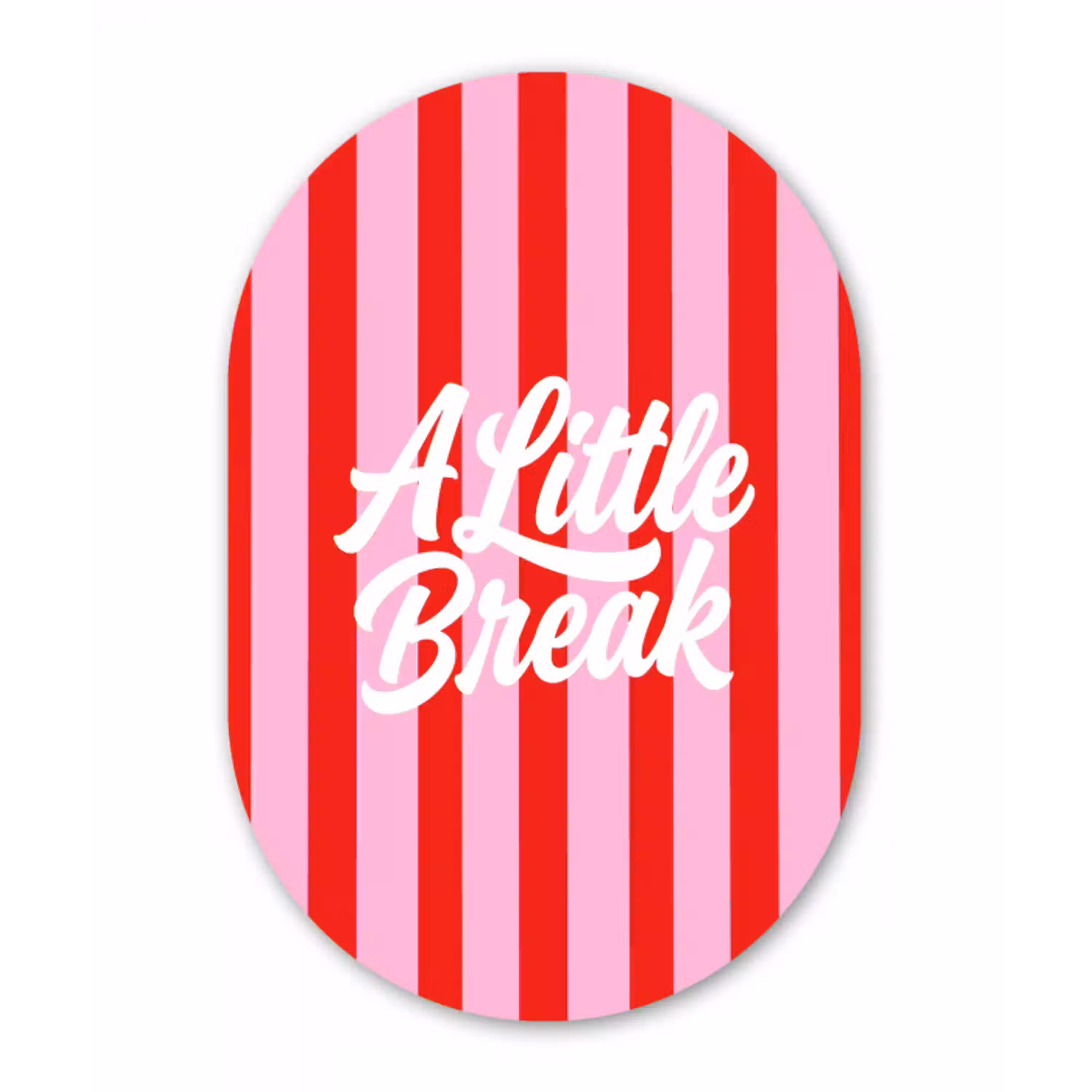 A Little Break - Strepen - Rood - Roze Wandcirkel Ovaal Aluminium middel -3d