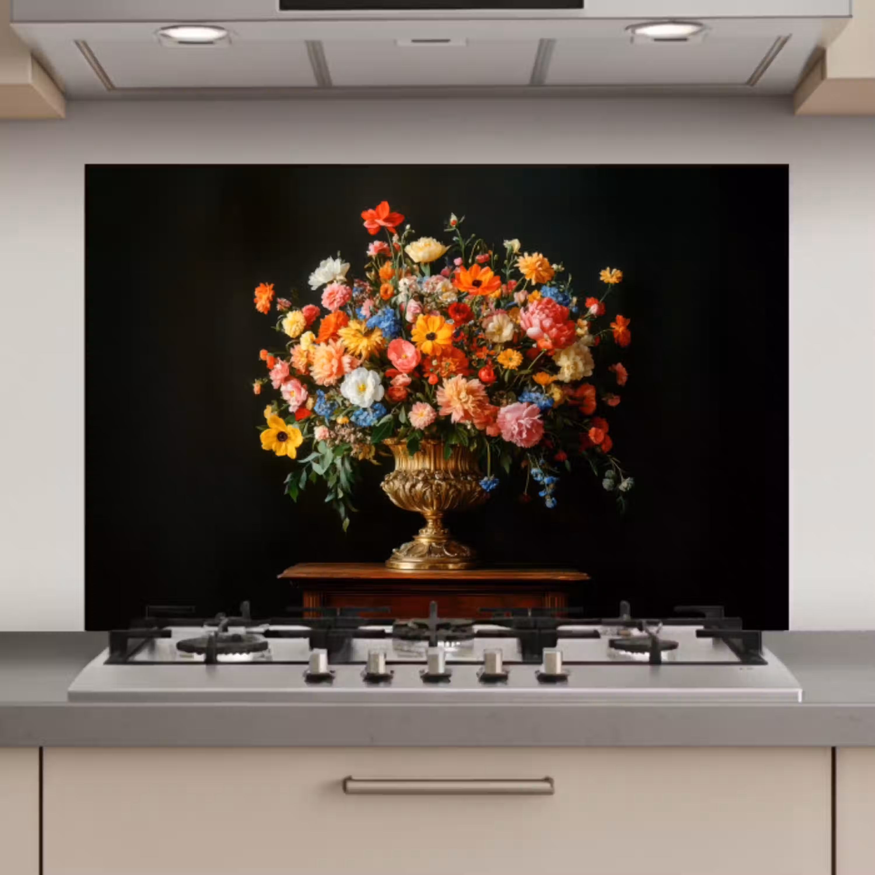 Goud - Bloemen - Kleuren - Vaas keuken achterwand spatscherm klein -3d_website