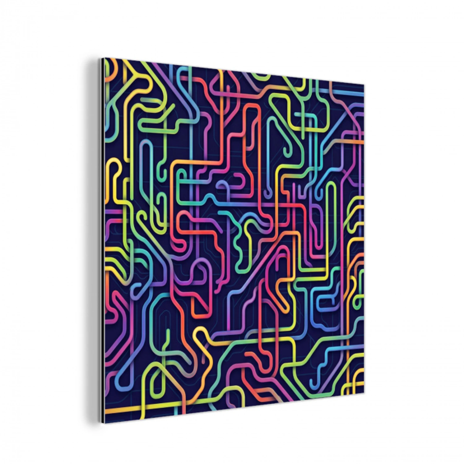 Retro - Abstract - Neon aluminium wit klein -3d