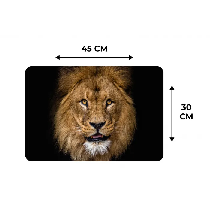 Leeuw - Portret - Zwart - Dieren Placemat vinyl groot -specs