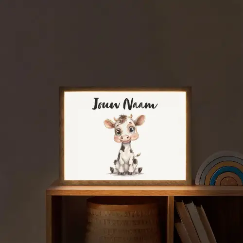 Koe - Baby dier - Boerderij dieren Light Box met batterij (Wandlamp kind) middel -sfeer1_kind