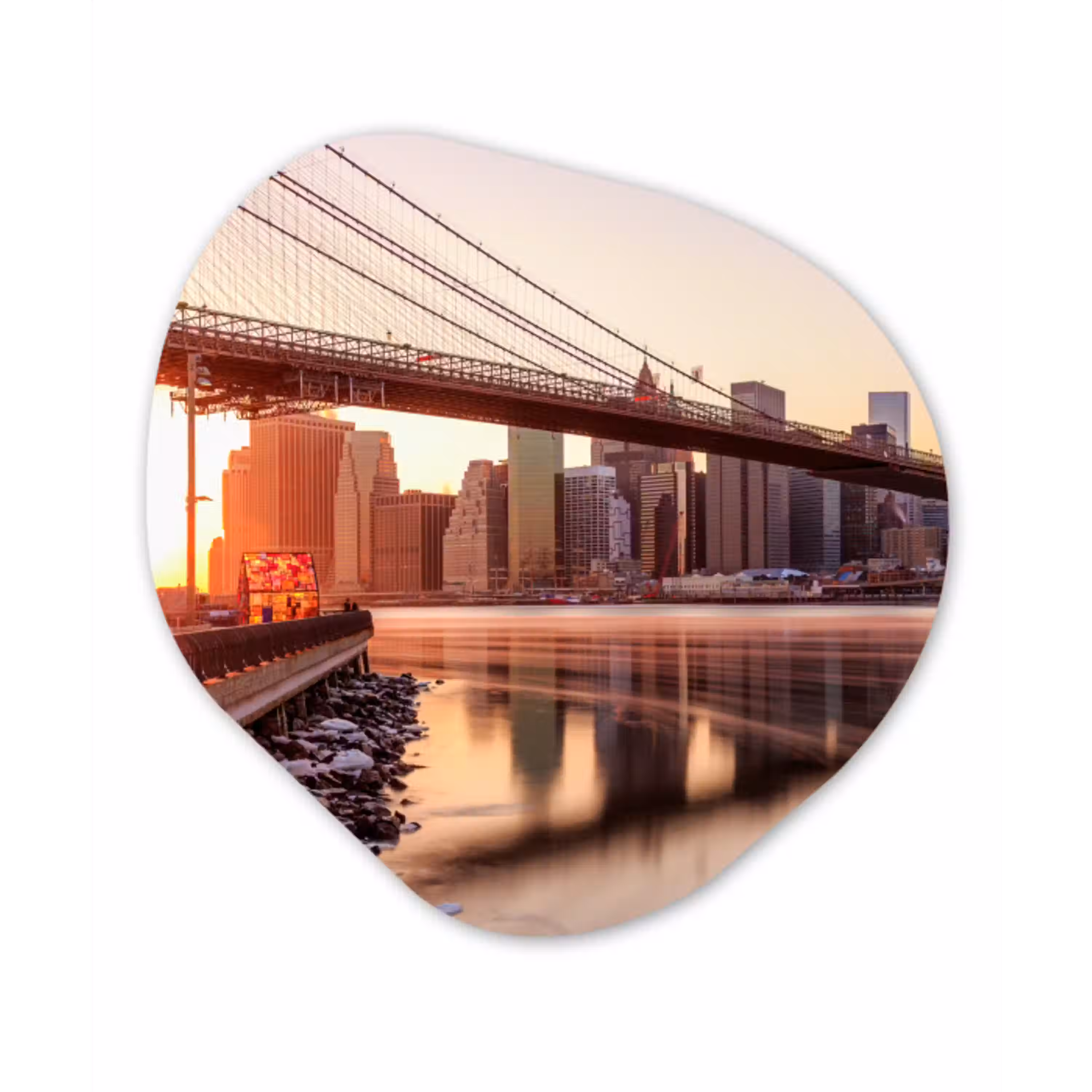 New York - Brooklyn - Bridge Wandcirkel Organisch Forex 3mm klein -3d