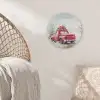 Auto - Rood - Cadeaus - Winter - Sneeuw - Kerst Akoestische PET Vilt - Rond klein -sfeer4
