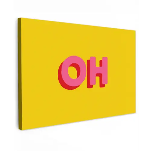 Geel - Roze - Oh - 3D canvas 2cm klein -z3d