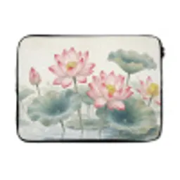 Aquarel - Lotusbloemen - Kleurrijk laptophoes neopreen klein -3d