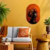 Vrouw - Chilipepers - Pepers - Bloemen Wandcirkel Ovaal Forex klein -sfeer4