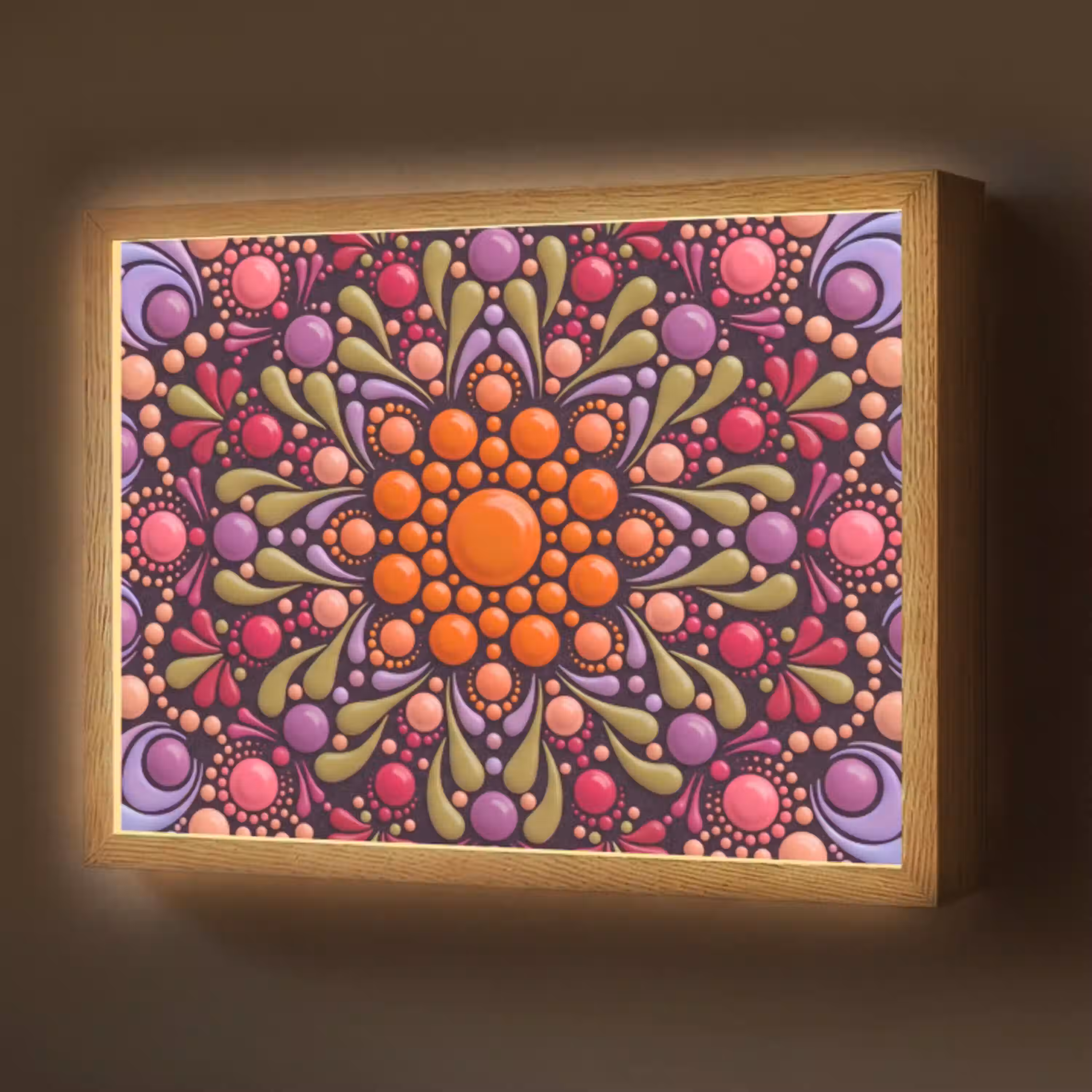 Patroon - Stippen - Abstract - Modern - Kleurrijk Light Box met batterij (Wandlamp) middel -z3d_website