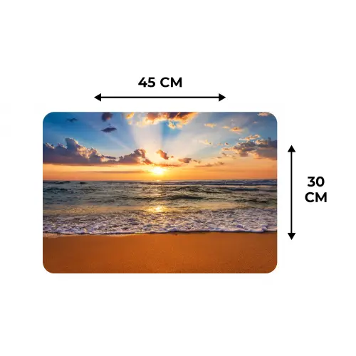 Strand - Zonsondergang - Zee - Wolken - Horizon Placemat vinyl groot -specs