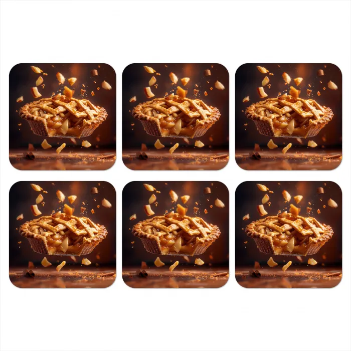 Appel - Taart - Warm - Eten onderzetter kurk middel -3d