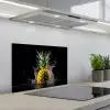 Ananas - Fruit - Water - Planten - Zwart keuken achterwand spatscherm klein -3d_schuin