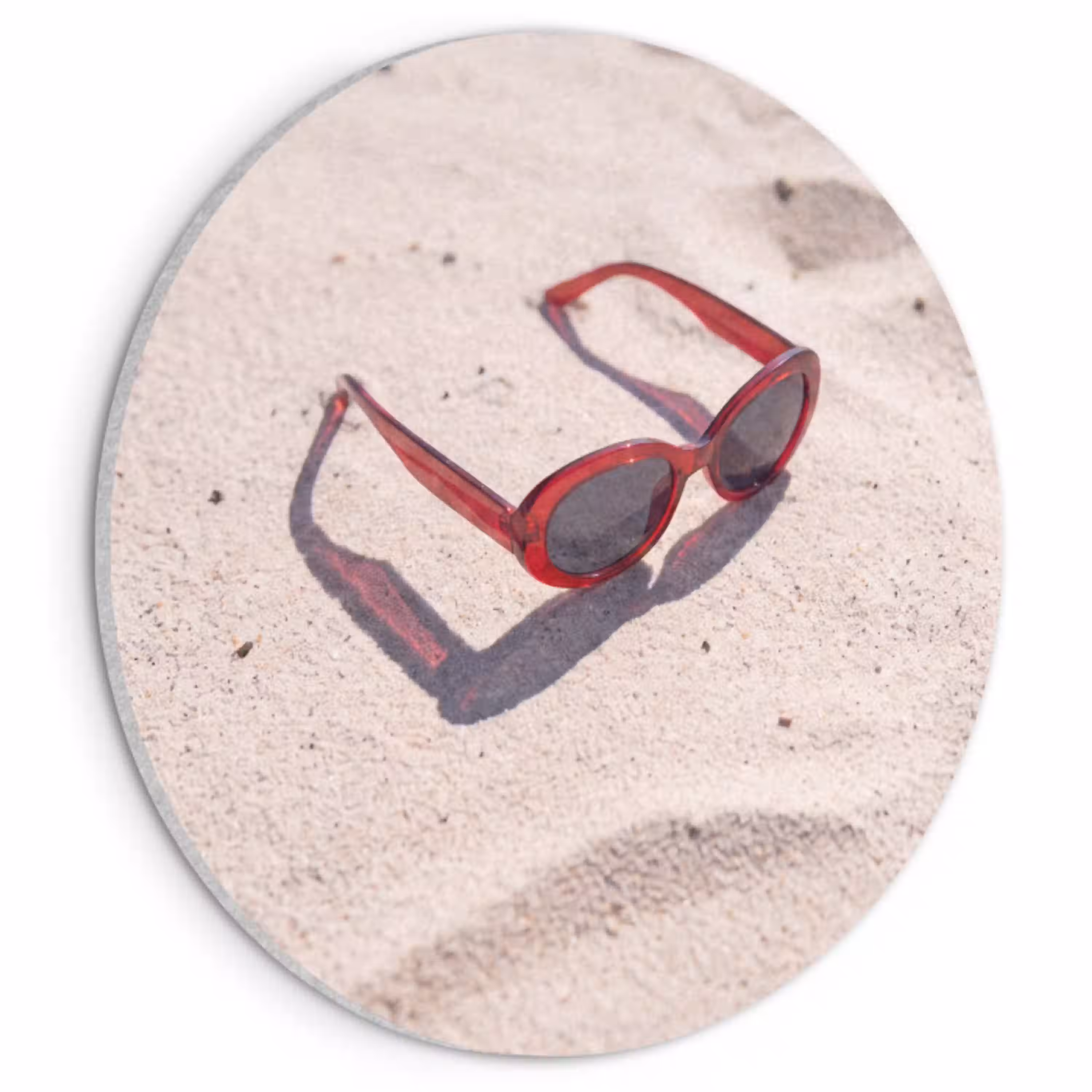 Zonnebril - Strand - Vakantie - Rood Akoestische PET Vilt - Rond klein -3d