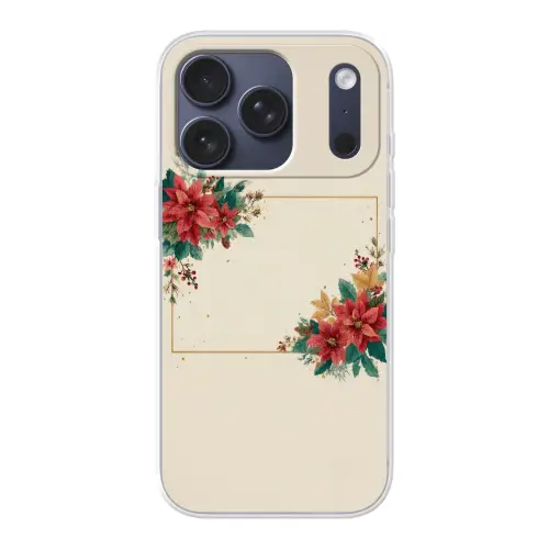 Kerst - Poinsettia - Omlijsting - Kleurrijk Telefoonhoesje iPhone 17 Pro klein -3d