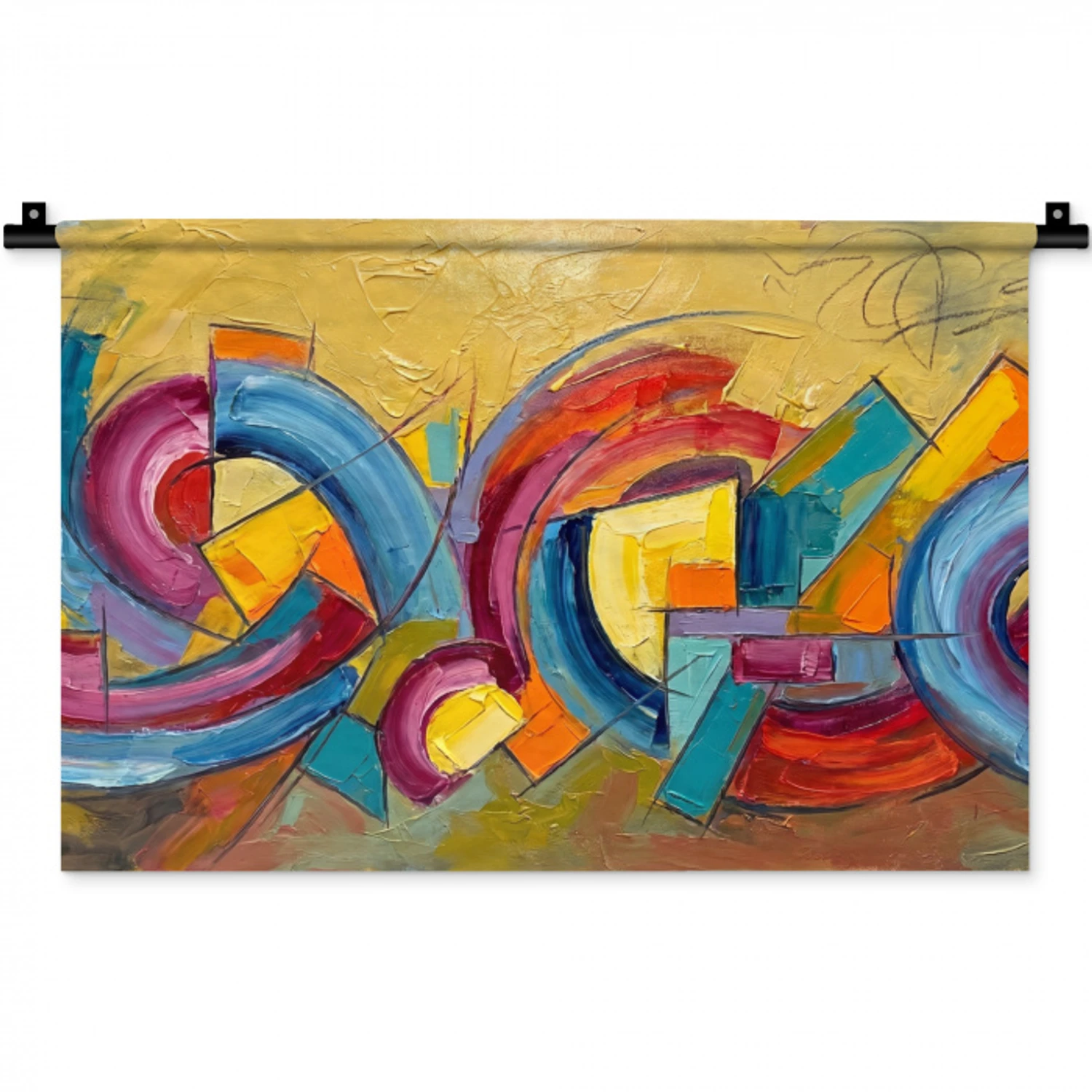 Abstract - Cirkels - Schilderij - Kleurrijk - Dynamisch Wandkleed katoen klein -zz3d