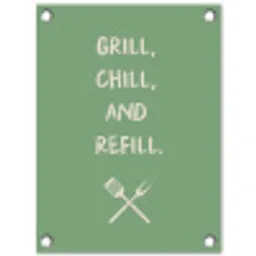 Grill - Groen - Zomer - Quote tuinposter los doek klein -3d