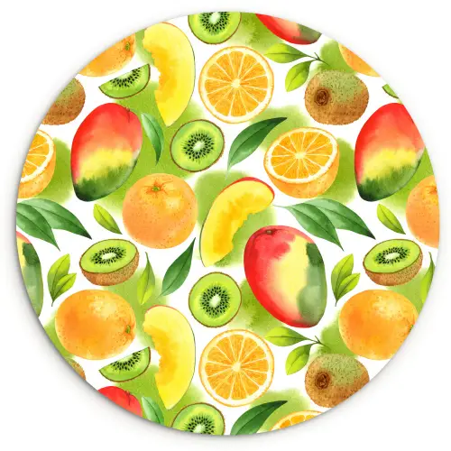 Kiwi - Sinasappel - Mango - Perzik Wandcirkel plexiglas klein 852 -3d