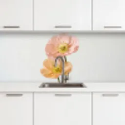 Papavers - Botanisch - Roze keuken achterwand 2 middel -3d