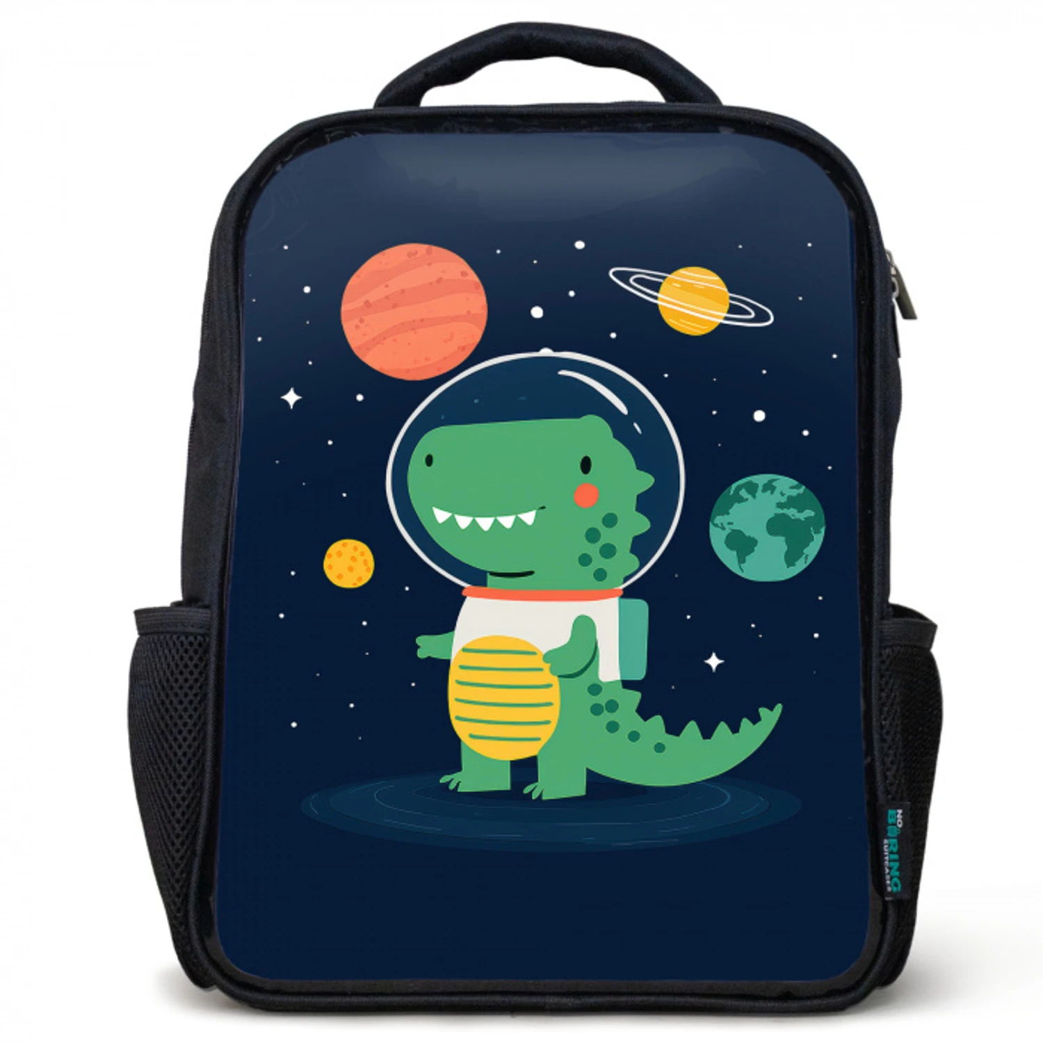 Dino - Ruimtepak - Planeten Rugzak - Zwart middel -3d