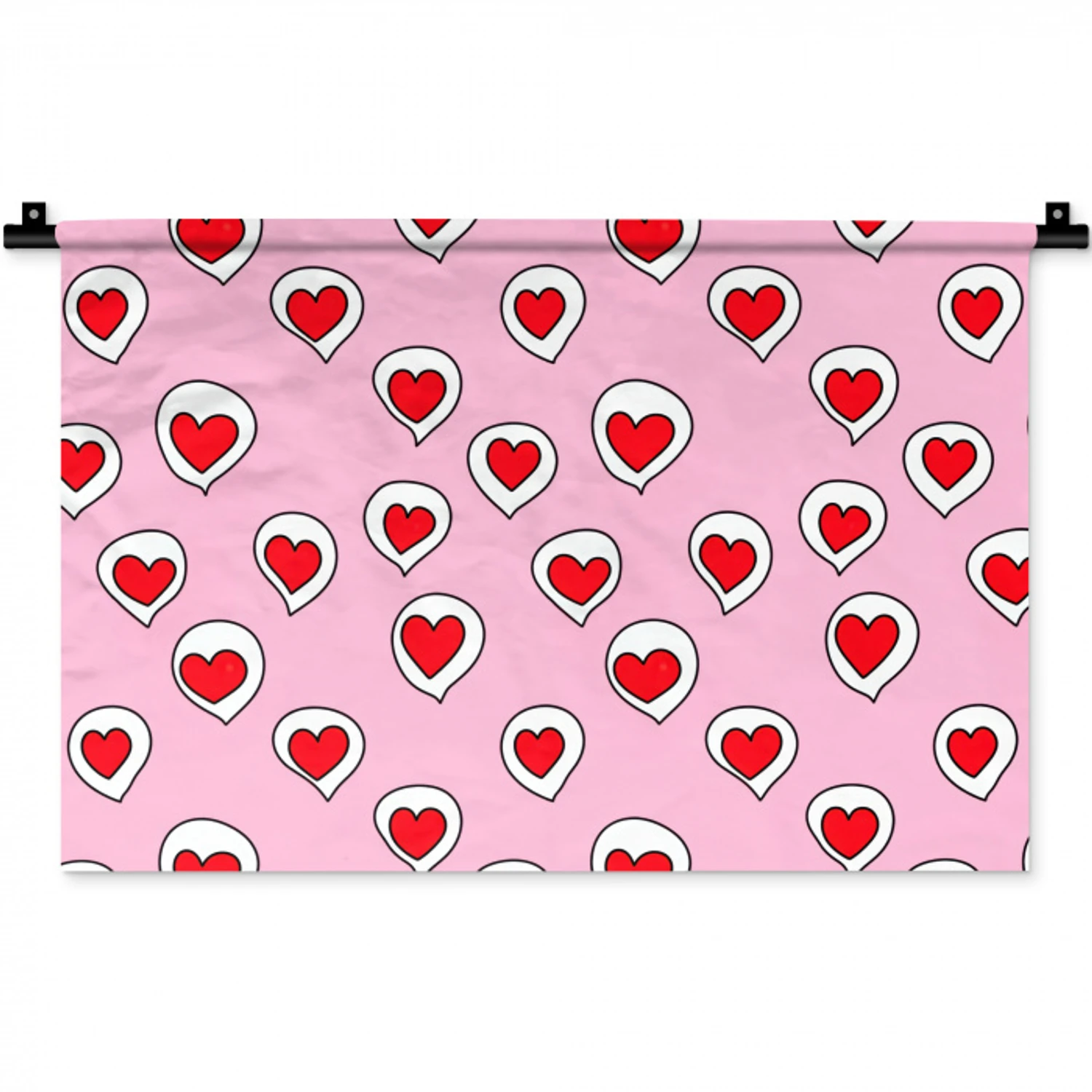 Hartjes - Patroon - Rood Wandkleed katoen klein 269 -zz3d