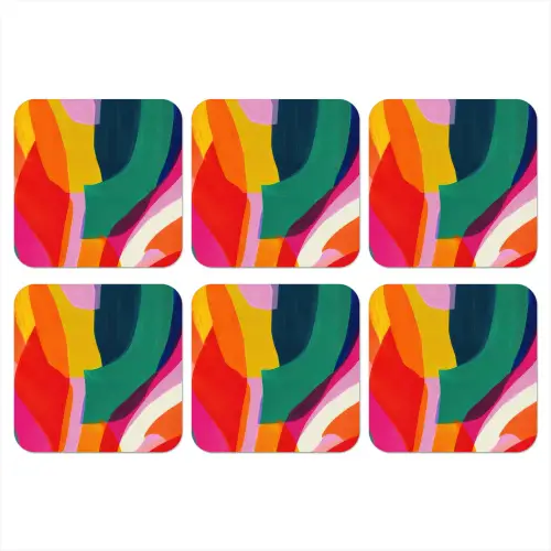 Vormen - Golvend - Abstract - Felroze onderzetter kurk middel -3d