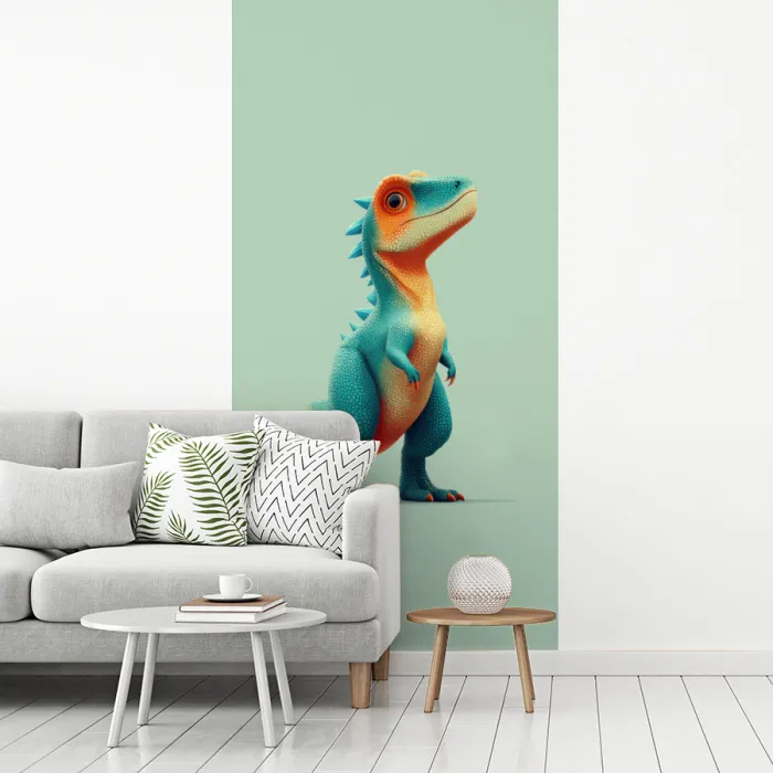 Cartoon - Dino - Oranje - Stekels fotobehang vinyl groot -woonkamer