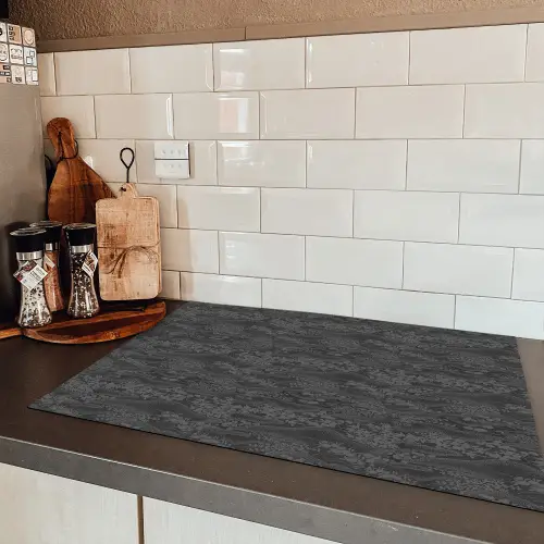 Grijs - Bloesem - Heuvels Inductie beschermer vinyl 3mm klein 276 -sfeer3