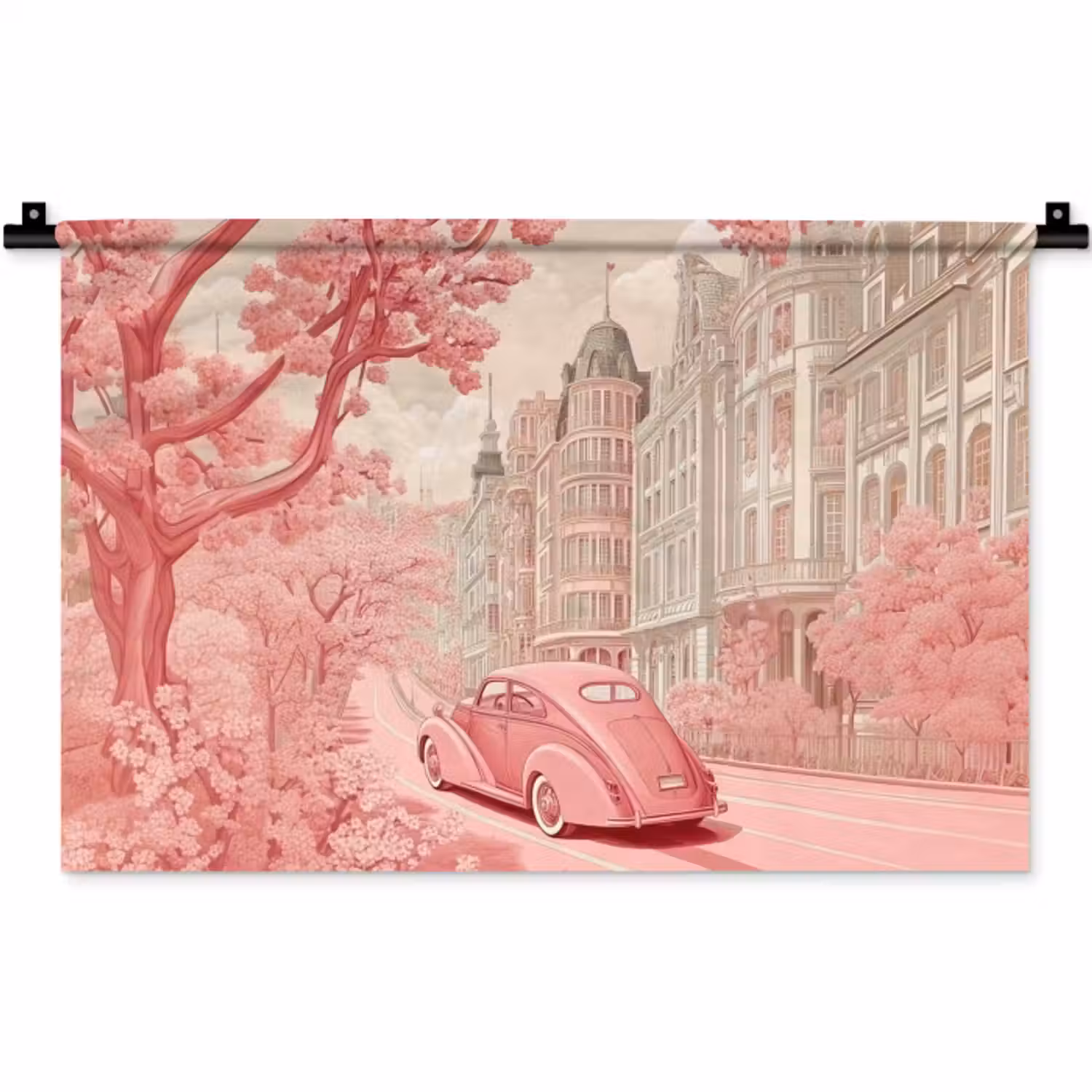 Wandkleed - City - Car - Pink