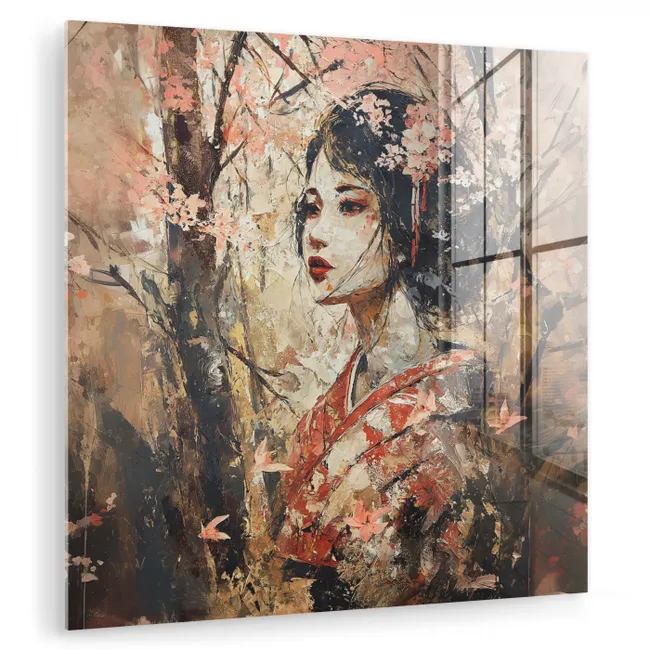 Kimono - Vrouw - kersenbomen plexiglas 5mm klein -zzzproduct_nieuw