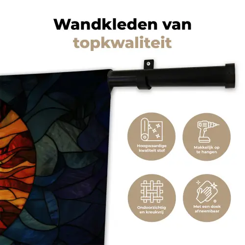 Mozaïek - Glas - Maan - Donkerblauw Wandkleed katoen klein -sfeer2