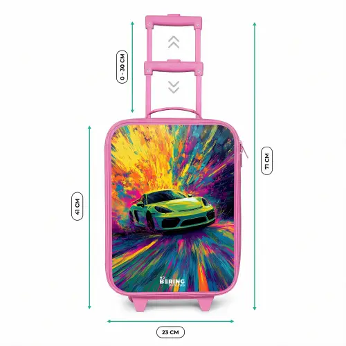 Sportwagen - Explosie - Kleurrijk - Verfstrepen Kinderkoffer - Roze klein -productfoto_formaten