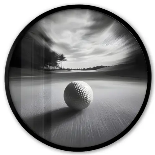 Golfbal - Wazig - Zwart Fotolijst rond zonder passe partout klein -3d