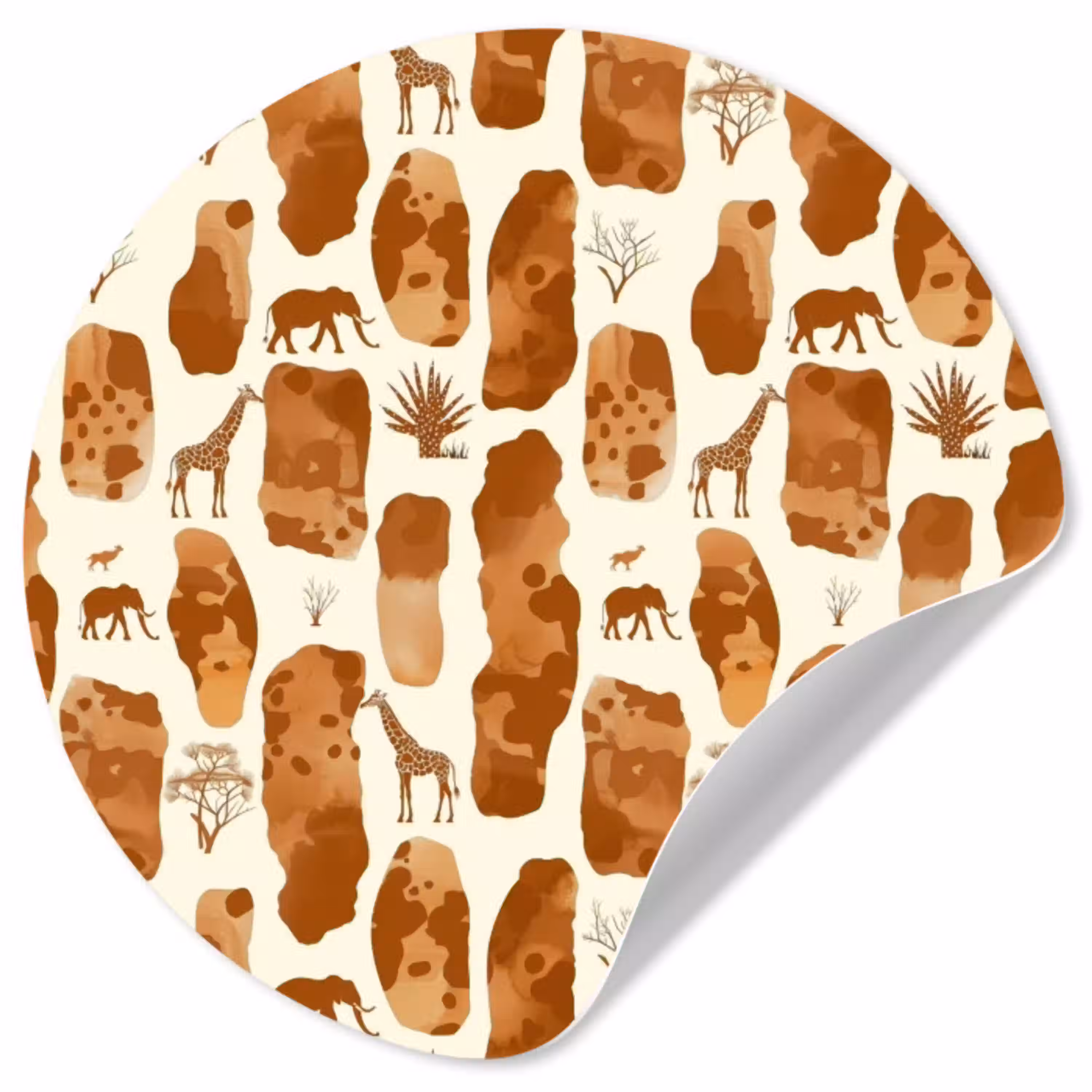 Terracotta - Safari - Dieren - Patroon Wandcirkel behangsticker klein 186 -3d