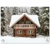 Huis - Bos - Winter - Natuur - Sneeuw tuinposter los doek klein -3d
