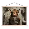 Schotse hooglander - Toilet - Krant - Badkamer textielposter latten blank klein -3d