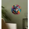 Graffiti - Wolf - Street art - Blauw Wandcirkel kunststof plaat 5mm dik klein -sfeer3