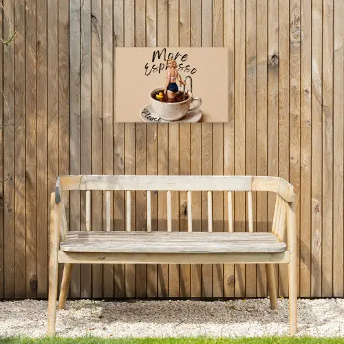 More espresso - Koffie - Eend Tuinposter op houten frame 2 cm dik klein -sfeer4