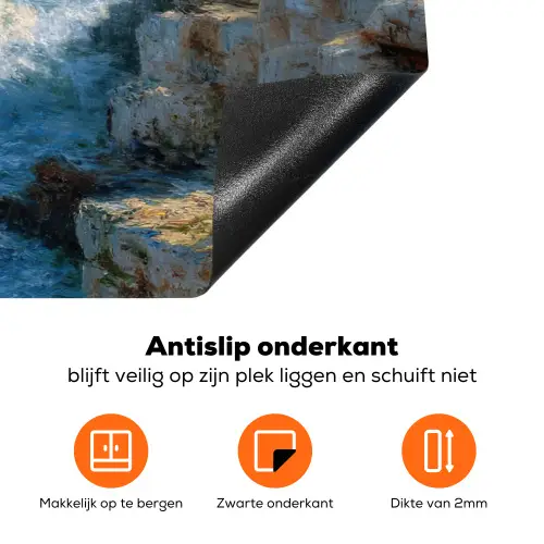 Zee - Golven - Rotsen - Meeuwen Inductie beschermer vinyl 3mm klein -zzzzzzz-td-onderkant