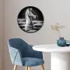 Paard - Hout - Schaalbord - Zwart Fotolijst rond zonder passe partout klein -sfeer2