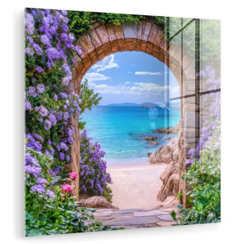 Doorkijk - Poort - Zee - Strand - Rotsen plexiglas 5mm klein -zzzproduct_nieuw