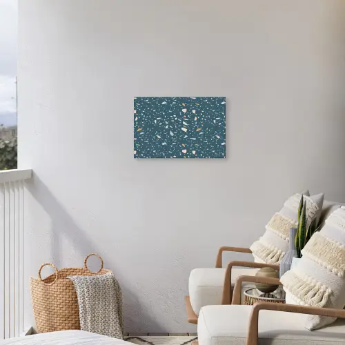 Terrazzo -  Patroon - Kleurrijk - Diep blauw Tuinposter op houten frame 2 cm dik klein 845 -sfeer1