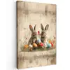 Konijnen - Bloemen - Eieren Tuinposter op houten frame 2 cm dik klein -3d