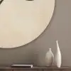 Bladeren - Gestreept - Stengel - Beige Akoestische PET Vilt - Rond klein -sfeer5_closeup