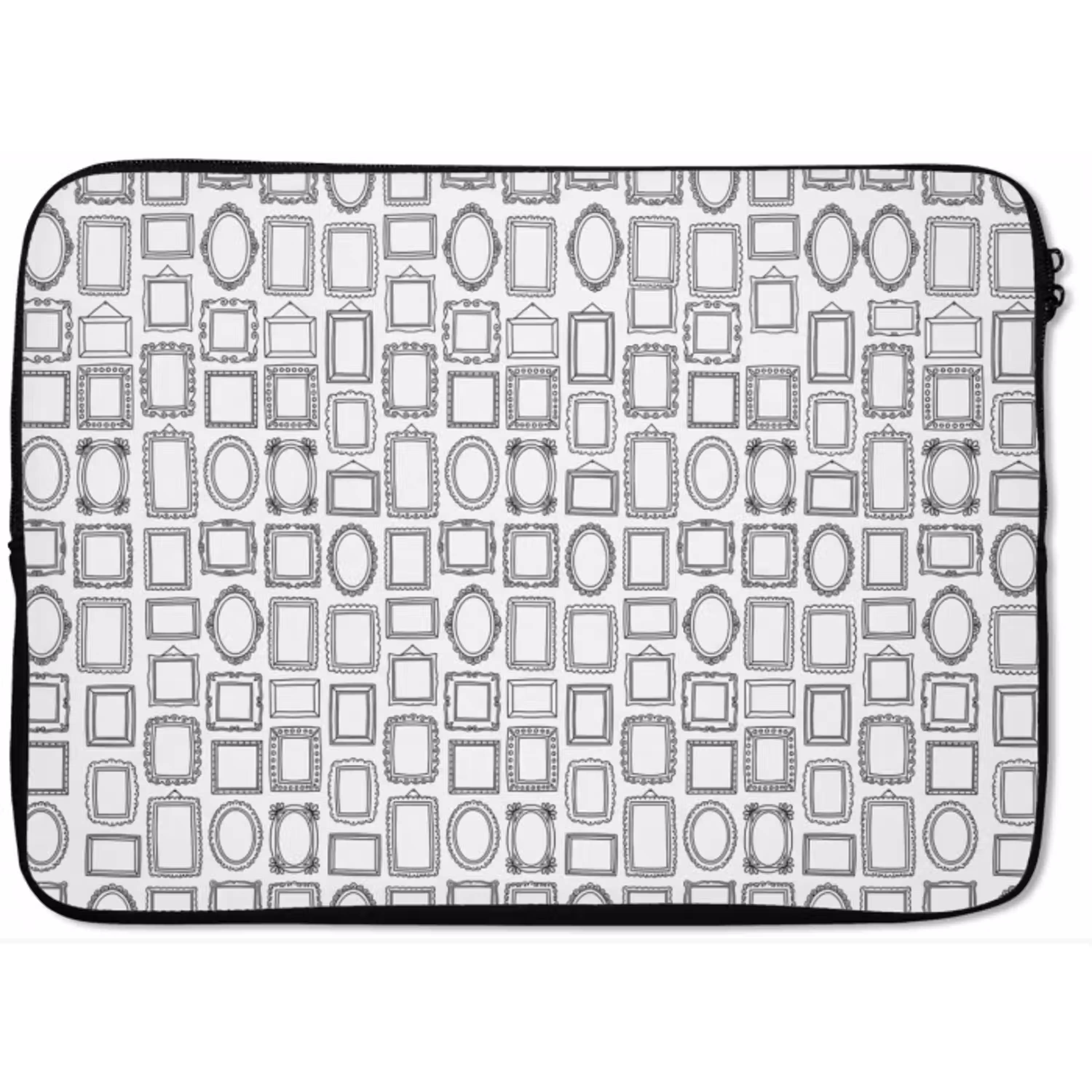 Lijsten - Patroon - Decoratie - Schets - Zwart-wit laptophoes neopreen klein -zkaufland3dotto