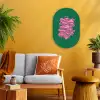 Abstract - Pink - Lijnen - Groen Wandcirkel Ovaal Forex klein -sfeer4