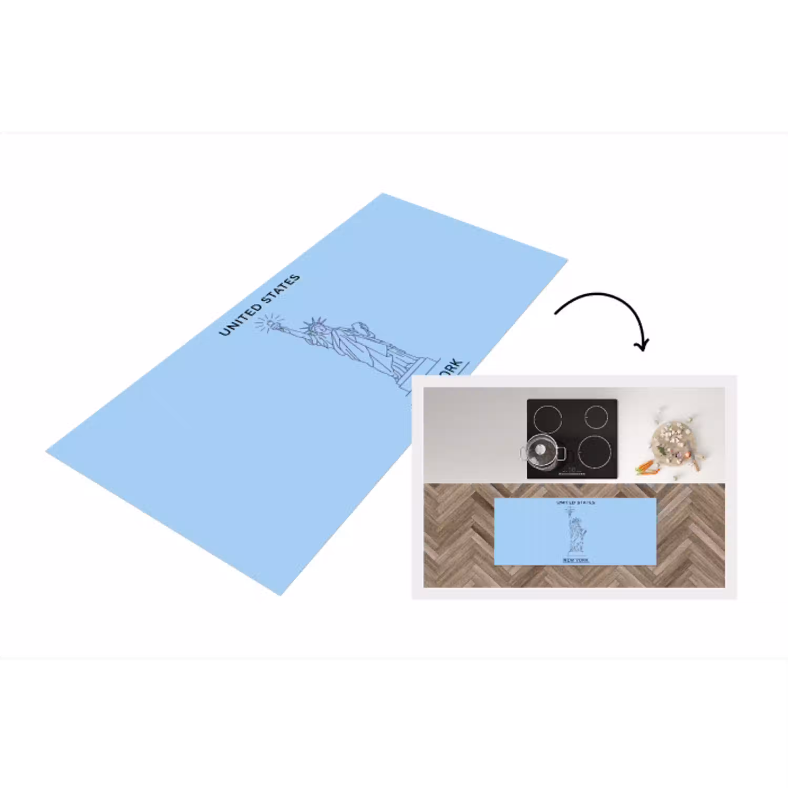 Monument - Vrijheidsbeeld - New York - Minimalistisch - Blauw Keukenloper - keukenmat middel -3d