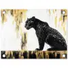 Panter - Zwart - Abstract - Goud tuinposter los doek klein -3d