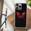 Vlinder - Rood - Minimalistisch Hoesje iPhone 16 Pro Max met koord klein -sfeer4