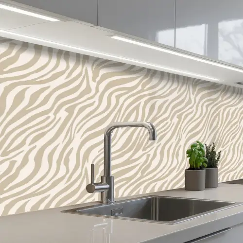 Zebra - Patroon - Beige keuken achterwand 2 middel 871 -3d_schuin